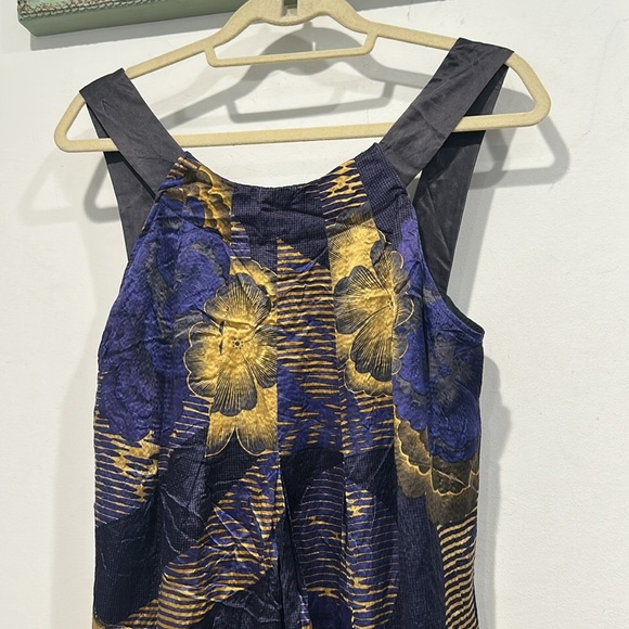 Ted Baker London Blue and Gold Sheath Mini silk Dress size 4 USA women’s 8/10 - Picture 2 of 6